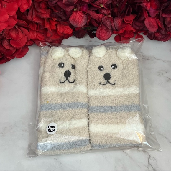 Plush Animal Mocha & Gray Striped Puppy Dog Over the Knee Socks - Picture 14 of 15